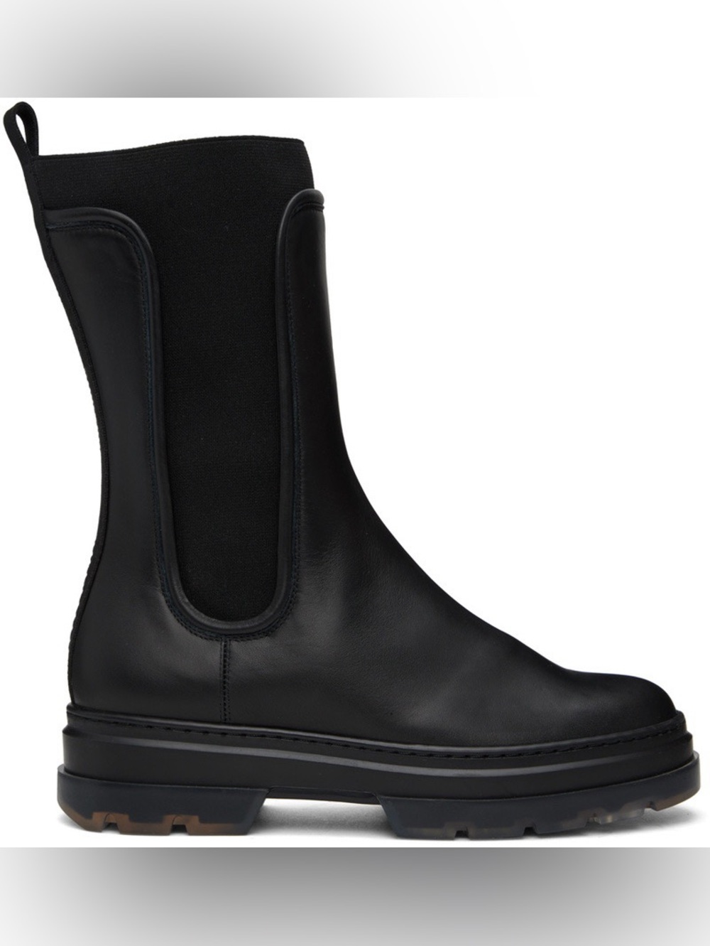 MaxMara Black‎ Leather Lace-Up Lug Sole Andrea Chelsea Boot Sz. 39